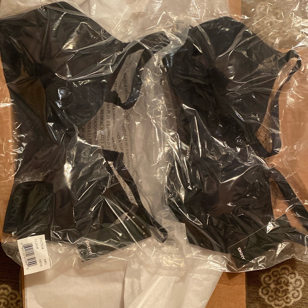 2 New DKNY Black Litewear Active Comfort Bras- 34C